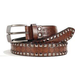 Punk Leather Belt For Men Women Rock Studded Belts Western Belts With Engraved🐭